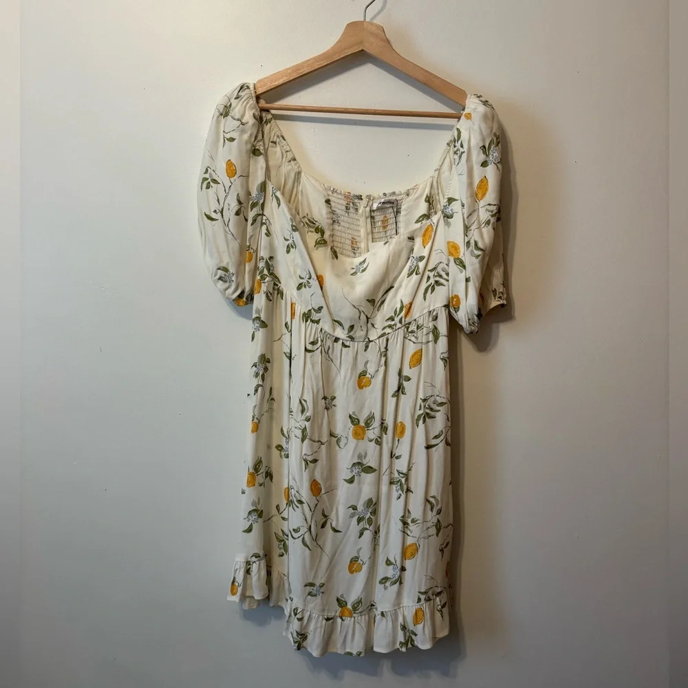 Reformation Lemon Print Puff Sleeve Dress | Bristol in Citron - Picture 6 of 8